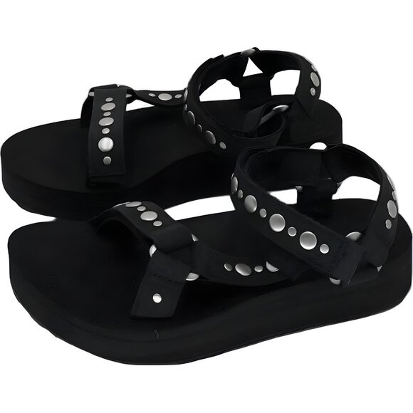 Teva Midform Universal Studded Black Platform Sandals Women US 5M EU 36 - Picture 2 of 6